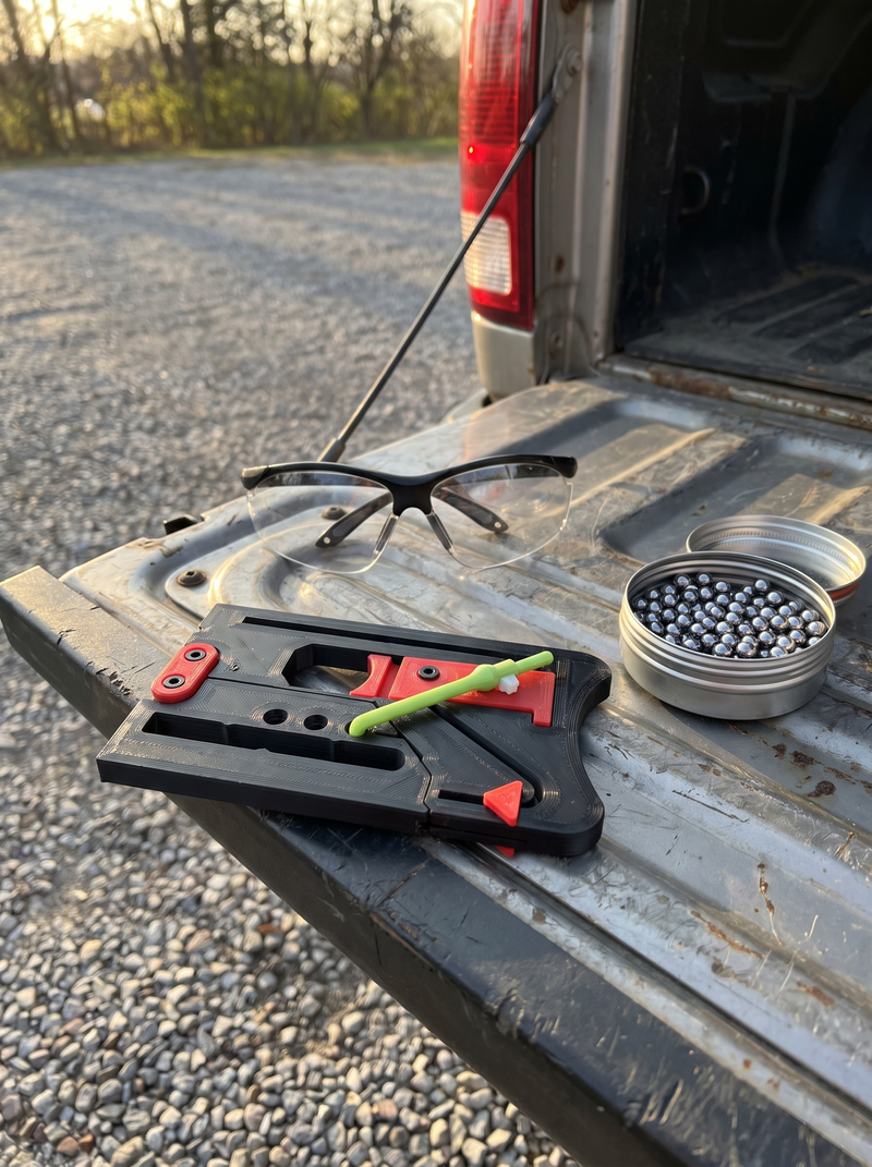 Tailgate Setup Glasses on, pellets out